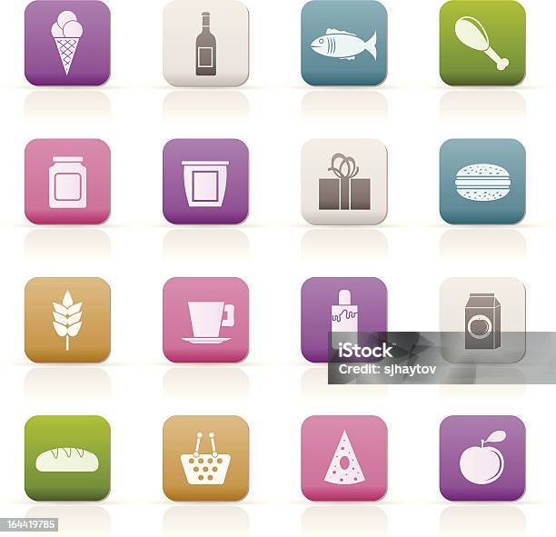 Shop Food And Drink Icons Stock Illustration - Download Image Now - Alcohol - Drink, Apple - Fruit, Basket