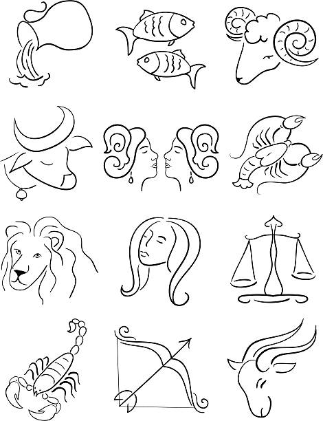 illustrations, cliparts, dessins animés et icônes de signes du zodiaque - illustration and painting image computer graphic lion