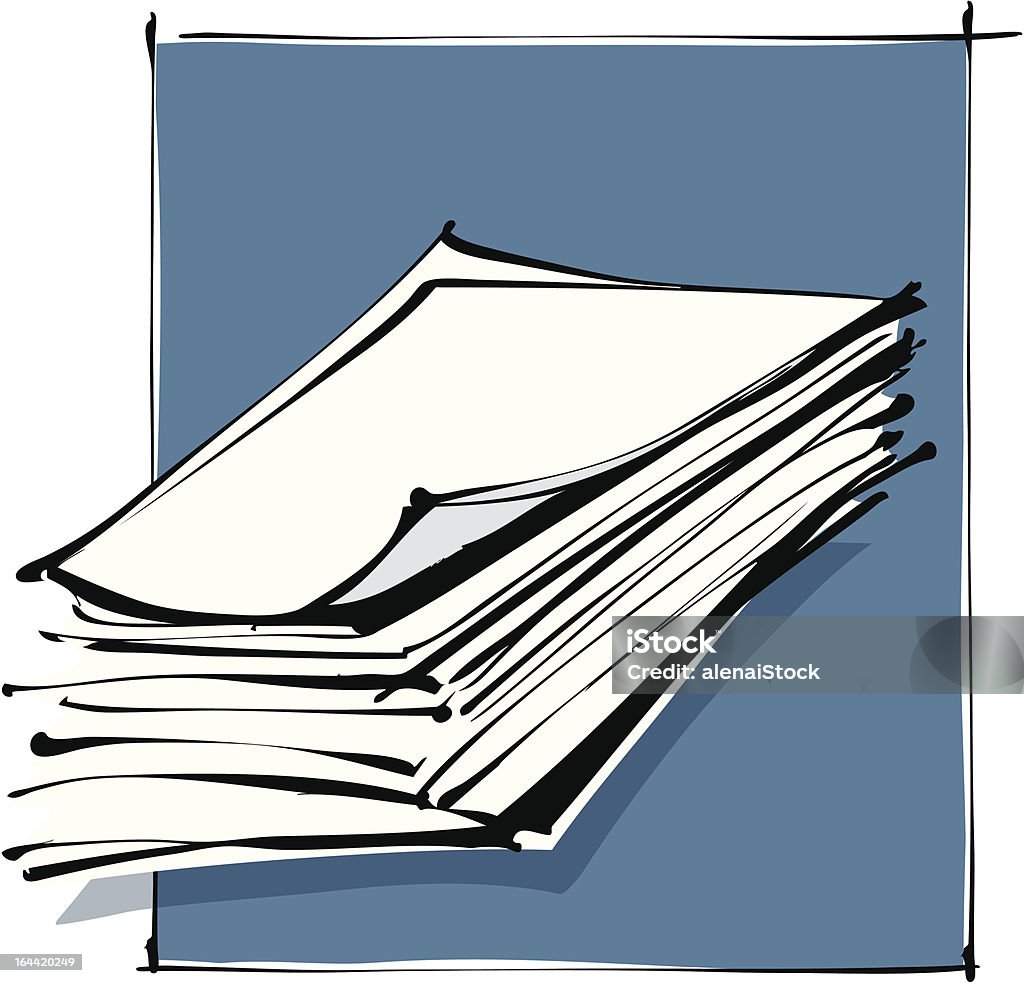 Odręczny rysunek stos papieru w arkuszach - Grafika wektorowa royalty-free (Artysta)