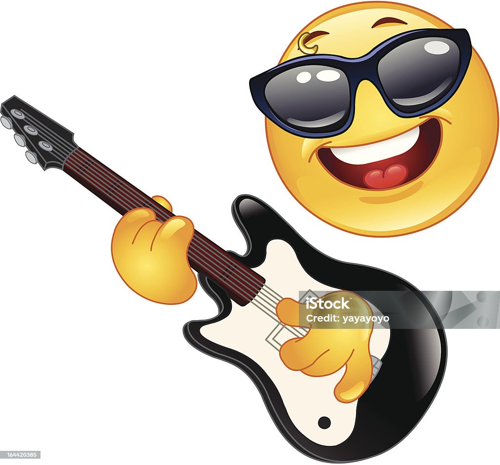 Rock emoticon Rock emoticon playing the guitar Emoticon stock vector