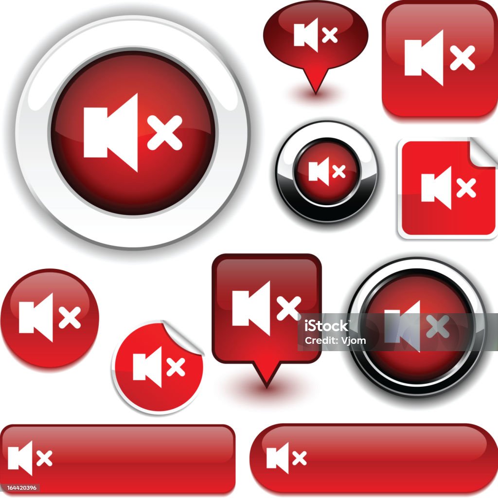 Mute red signs. Mute vector glossy icons. Badge stock vector