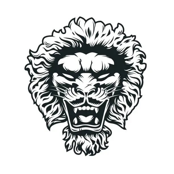 Vector illustration of Heraldic Lion Head Vector Isolated