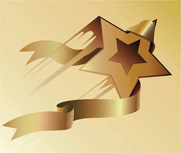 Vector illustration of Star and ribbon