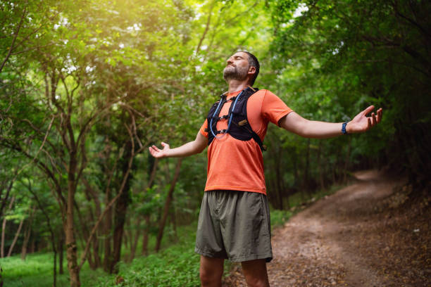 istock Active Caucasian man, feeling good after he finished with running in the nature 1644204683