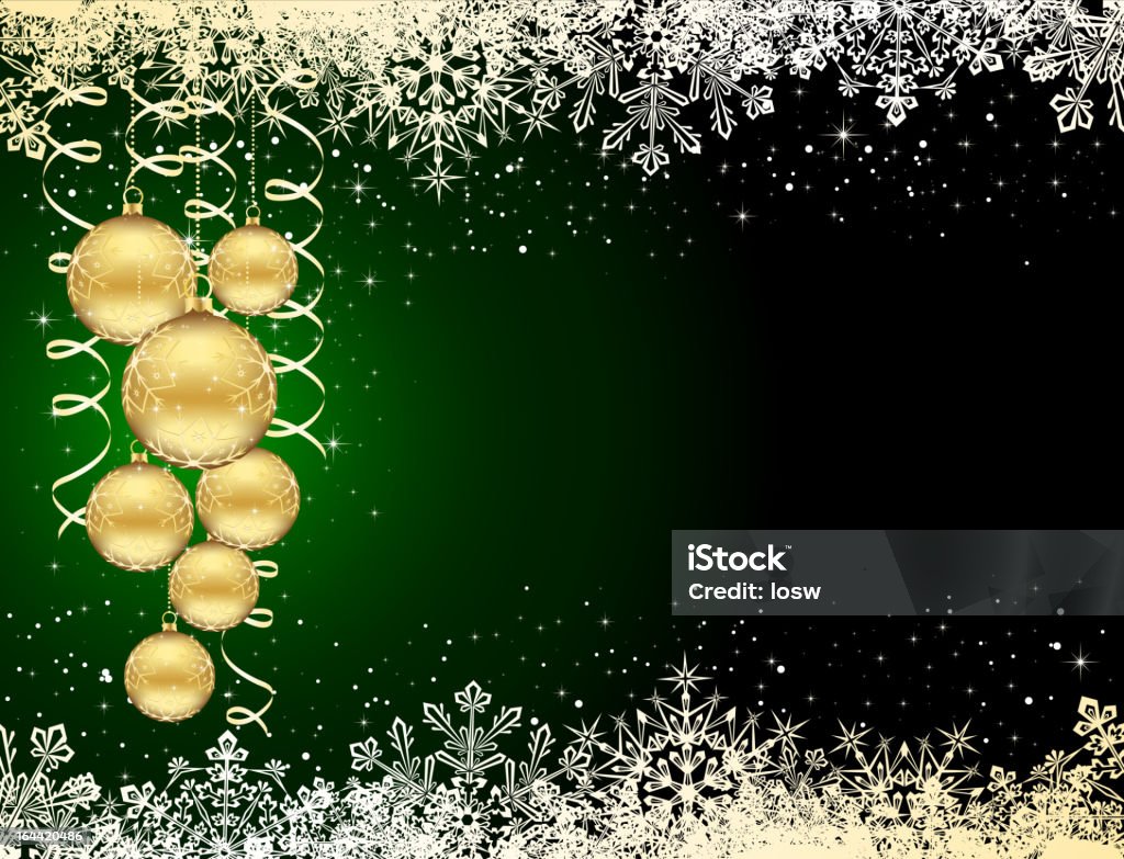 Fondo de Navidad con Copos de nieve y la luna pelotas - arte vectorial de Adorno de navidad libre de derechos