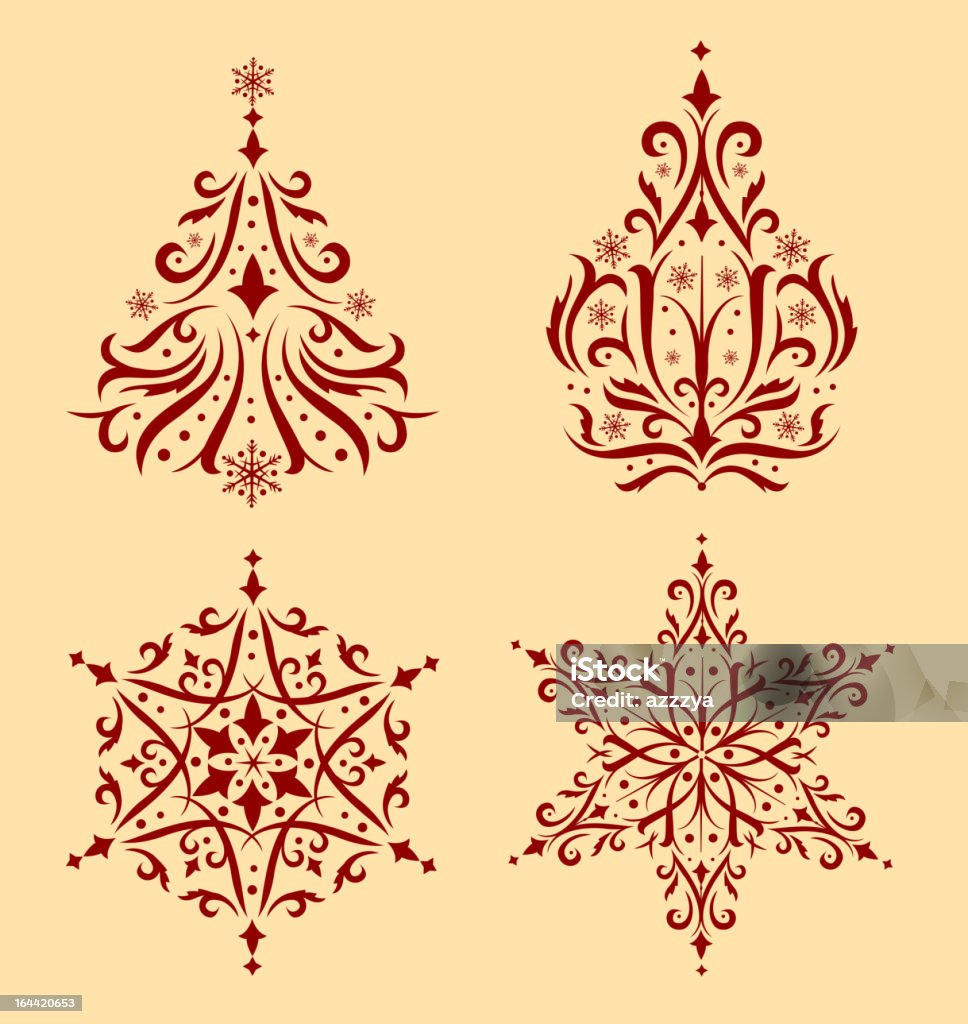Vintage holiday ornaments "Vintage ornamental Christmas symbols, vector illustration" Abstract stock vector