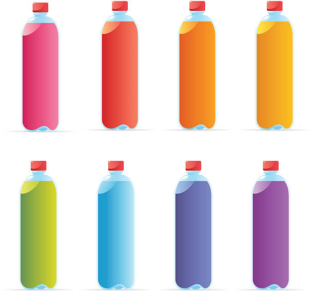 ilustraciones, imágenes clip art, dibujos animados e iconos de stock de multicolored botellas de agua - soda