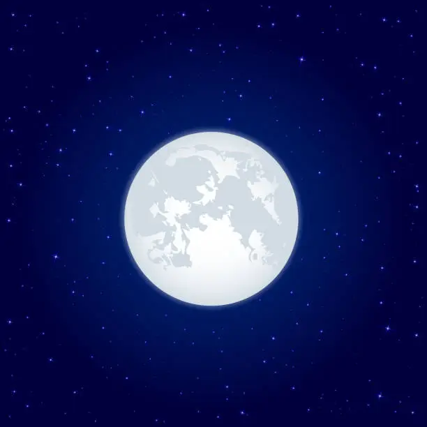 Vector illustration of Moon beaming against a starry sky
