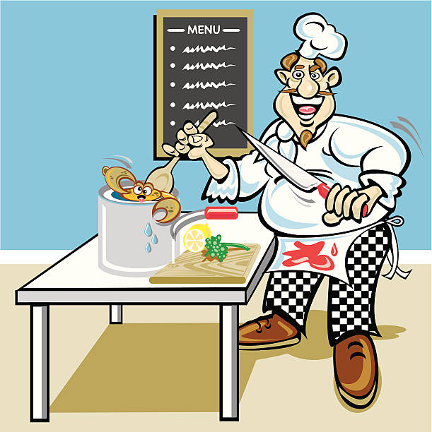 crazy krab kuchni - ian stock illustrations