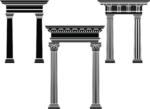 Classical column stencil set vector art illustration