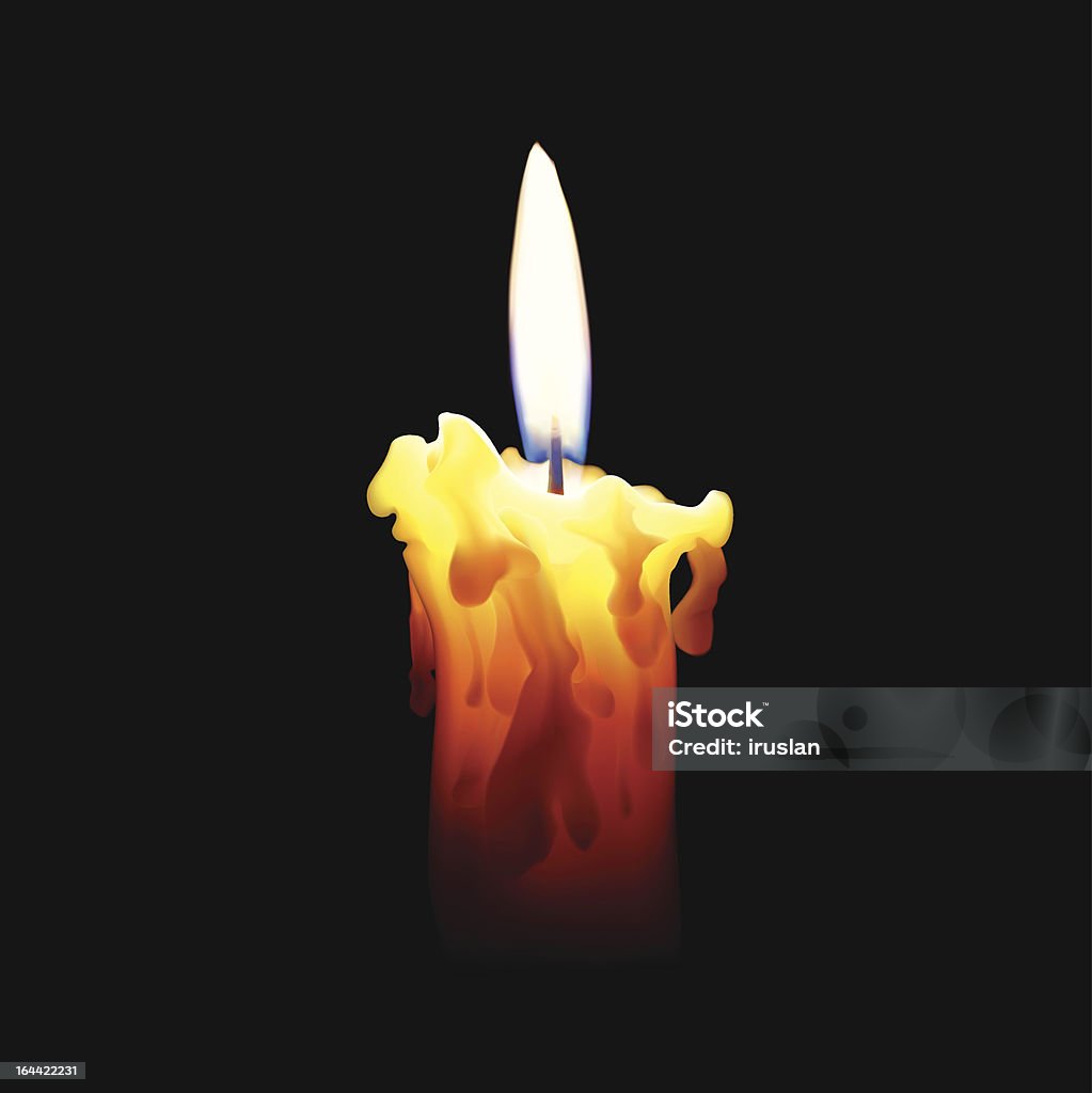 Vector candle with fire on black background. Vector illustration. Candle with fire on black background. Art And Craft stock vector