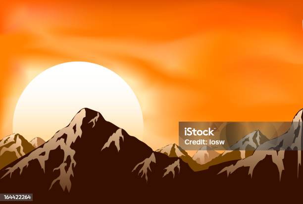 Ilustración de Las Montañas y más Vectores Libres de Derechos de Escalada en roca - Escalada en roca, Himalayas, Naranja - Color