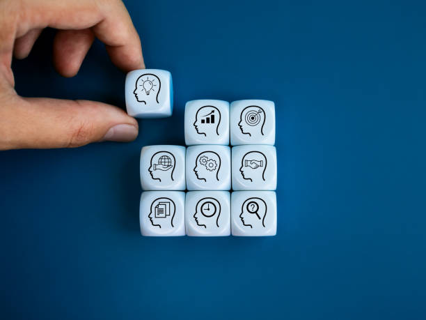 istock Human resources, recruit, creative idea people, key man, leadership, partnership and management concepts. Smart people icon piece in hand, put on block group of professional team with strategy symbol. 1644254629
