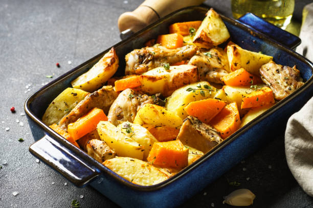 woman prepares a festive dinner