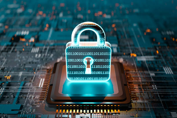 istock Background of the lock shape of cybersecurity and privacy concepts, 3d rendering 1644297717