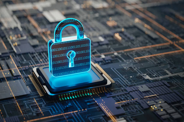 istock Background of the lock shape of cybersecurity and privacy concepts, 3d rendering 1644297720
