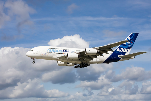 Hamburg, Germany- September 20,2023:Airbus A380 Hamburg-Finkenwerder, Hamburg, Germany, Europe