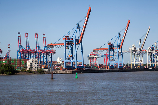 Hamburg, Germany- September 20,2023:Cranes,Container at Eurogate container terminal, Hamburg, Germany, Europe