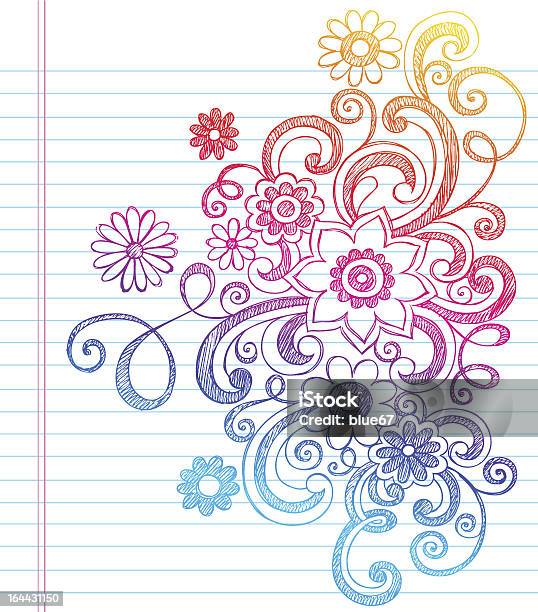 Flowers Sketchy Doodles Vector Illustration Stock Illustration - Download Image Now - Cute, Design Element, Doodle