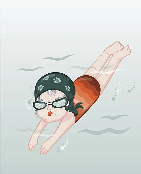 Vector illustration of Granny Underwater