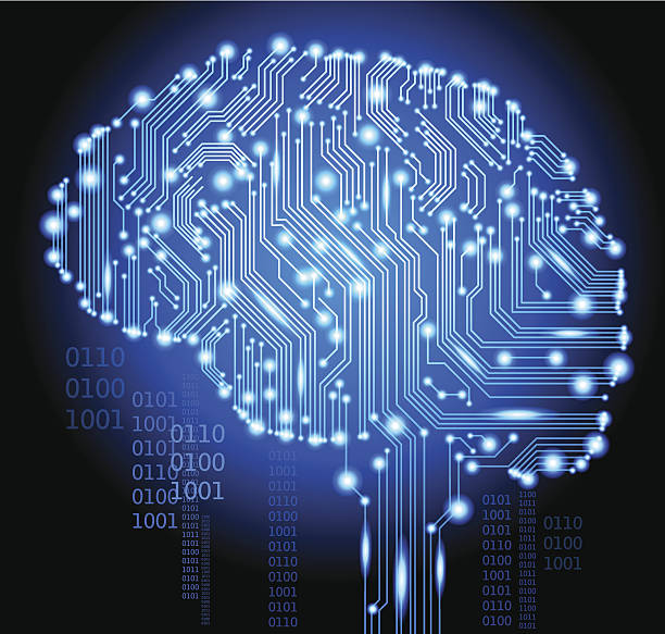 Human Cyborg Brain vector art illustration