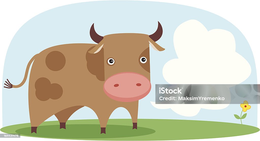 Vector vaca no campo. - Royalty-free Agricultura arte vetorial