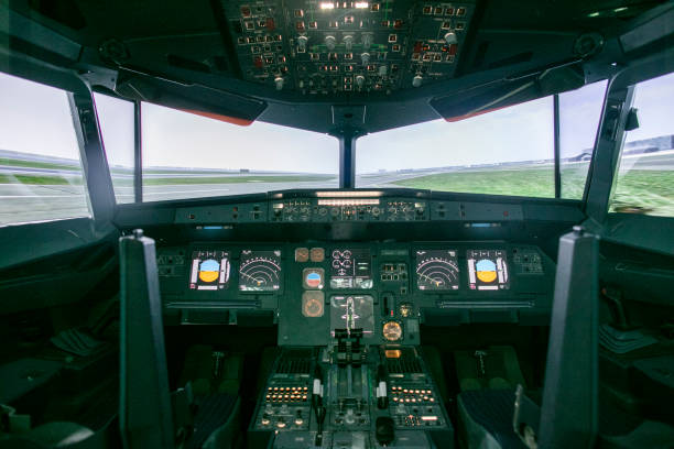 istock Civil aviation aircraft cockpit interior 1644324924