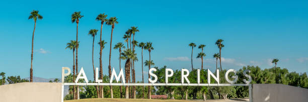 istock Palm Springs city name sign panoramic, California 1644326028