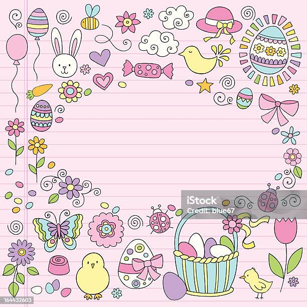 Vetores de Feliz Easter Ovos E Primavera Flores De Doodle Conjunto e mais imagens de Abelha