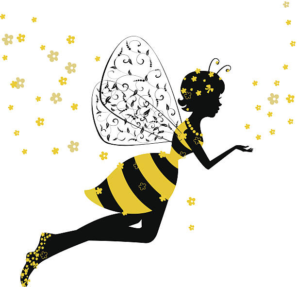illustrazioni stock, clip art, cartoni animati e icone di tendenza di ape ragazza piccola fata - butterfly women humor fun