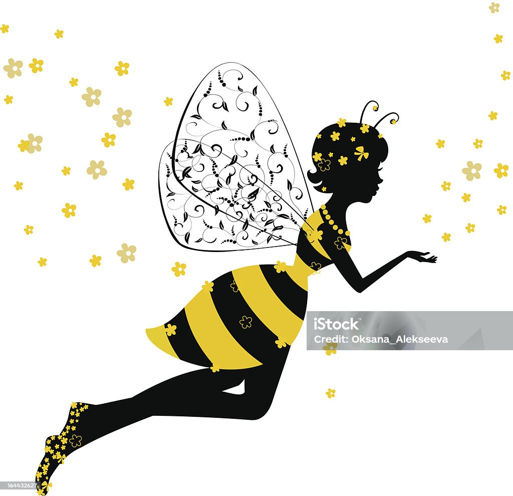 Маленький Пчелиный Фея девушка - Векторная графика Женщины роялти-фри