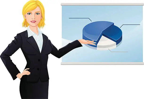 Vector illustration of business woman and flipchart 2