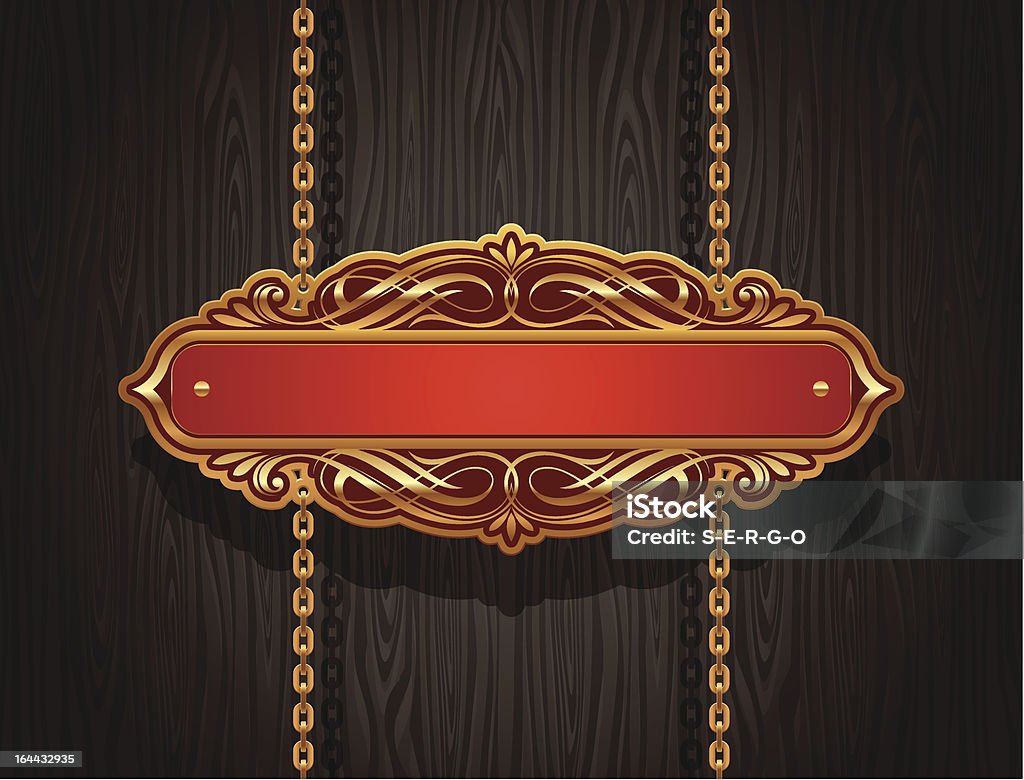 Placa de ouro vintage pendurado nas cadeias - Vetor de Armação de Construção royalty-free