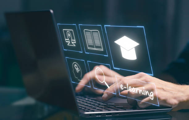istock E-learning and Online Education concept. Male student learning lesson process holding hands on laptop keyboard. Web internet technology online webinar 1644330164