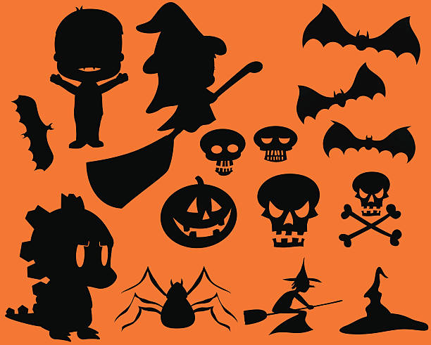 Silhouette d'Halloween ensemble - Illustration vectorielle