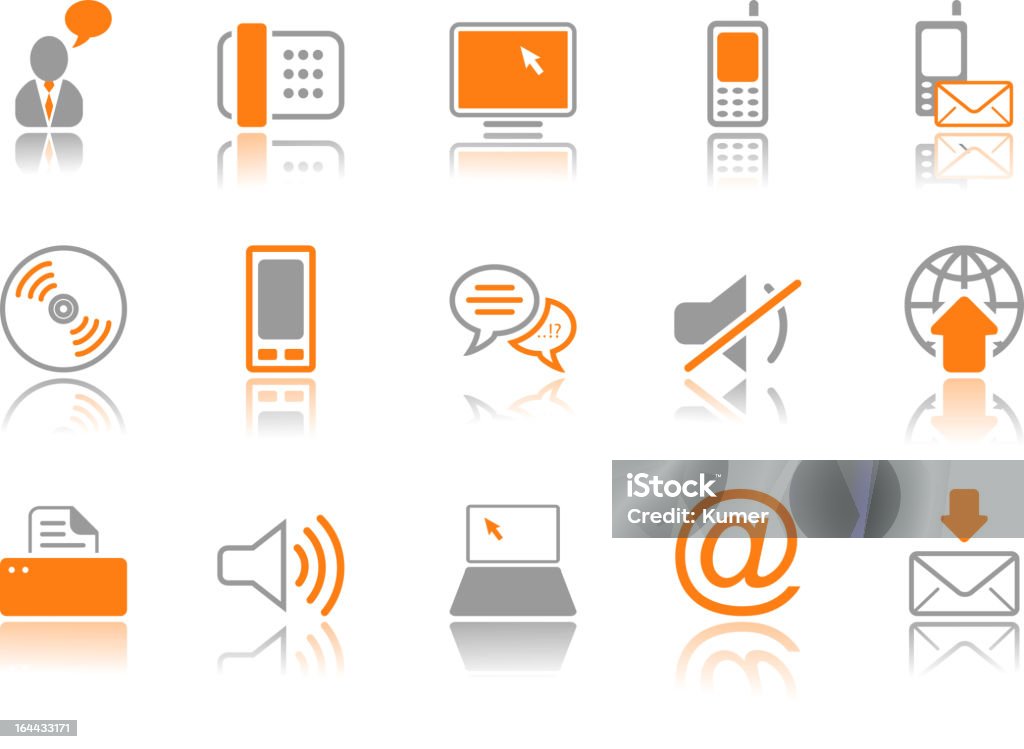 Ensemble d'icônes de Communication-Série orange - clipart vectoriel de Affaires d'entreprise libre de droits