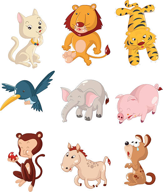 мультяшный животного - safari animals wild animals animals and pets reptile stock illustrations