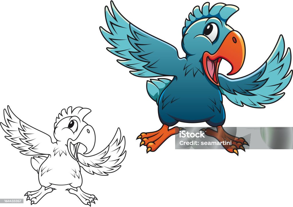 Blue funny parrot Blue cartoon parrot isolated on white background Africa stock vector