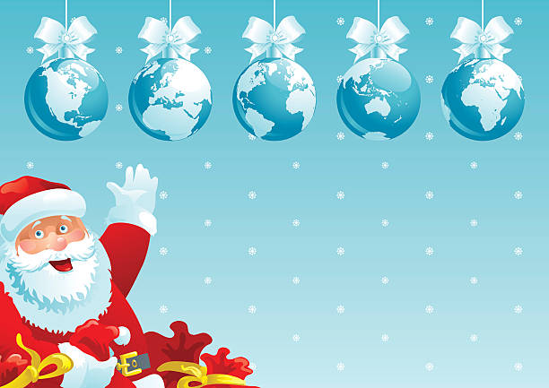 illustrazioni stock, clip art, cartoni animati e icone di tendenza di buon natale, in tutto il mondo! - christmas australia asia globe