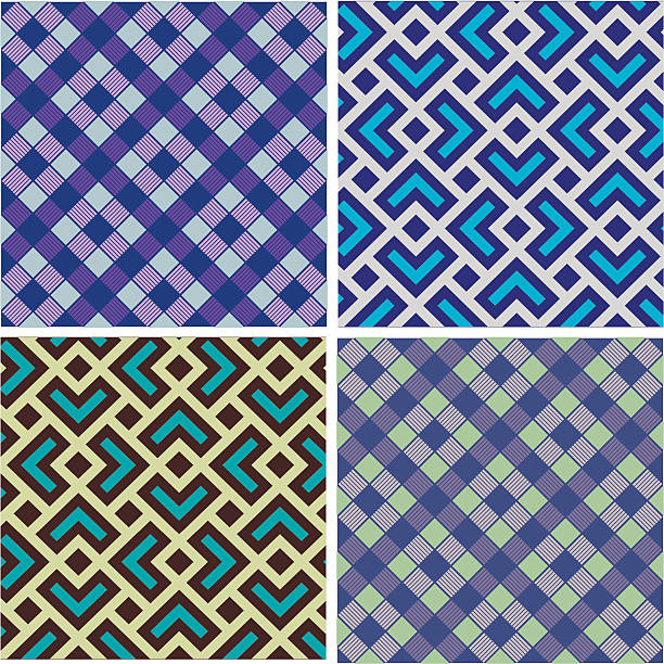 Collection of seamless color pattern vector art illustration