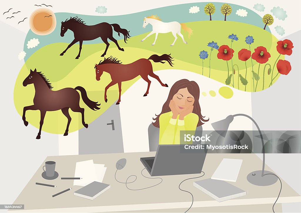 Dreaming в офисе - Векторная графика Лошадь роялти-фри