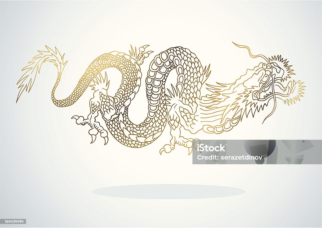 Golden Dragon - arte vettoriale royalty-free di Drago - Personaggio fantastico