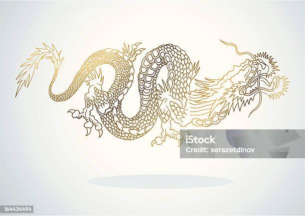 Golden Dragon - Immagini vettoriali stock e altre immagini di Drago - Personaggio fantastico - Drago - Personaggio fantastico, Etnia indo-asiatica, Cultura cinese