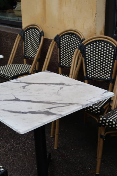 istock Restaurant Tables Outside on a Rainy Day in Helsinki, Finland 1644346076