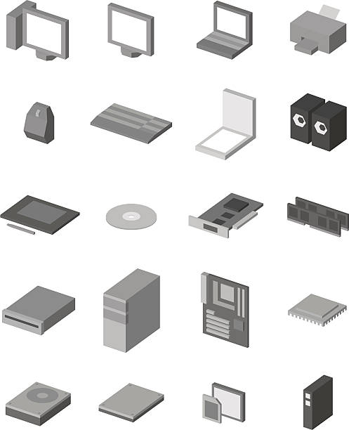 Computer Hardware Icon Pack vector art illustration