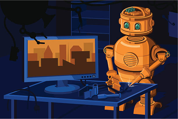 Repair Robot vector art illustration