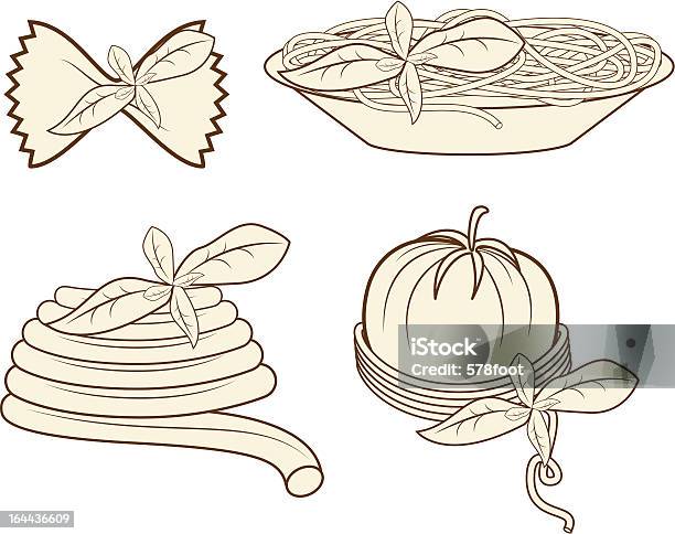 Menu Elements Stock Illustration - Download Image Now - Basil, Bow Tie Pasta, Cooking