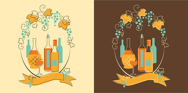 вино и виноград баннер - cork wine backgrounds frame stock illustrations