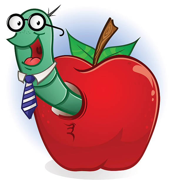 사과나무 worm - apple granny smith apple red delicious apple fruit stock illustrations