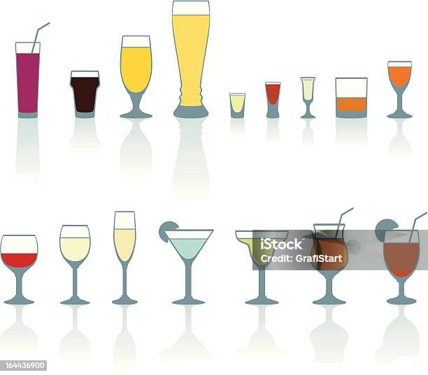 Ilustración de Juego De Vasos De Una Bebida Fría y más Vectores Libres de Derechos de Bar - Bar, Bebida alcohólica, Blanco - Color